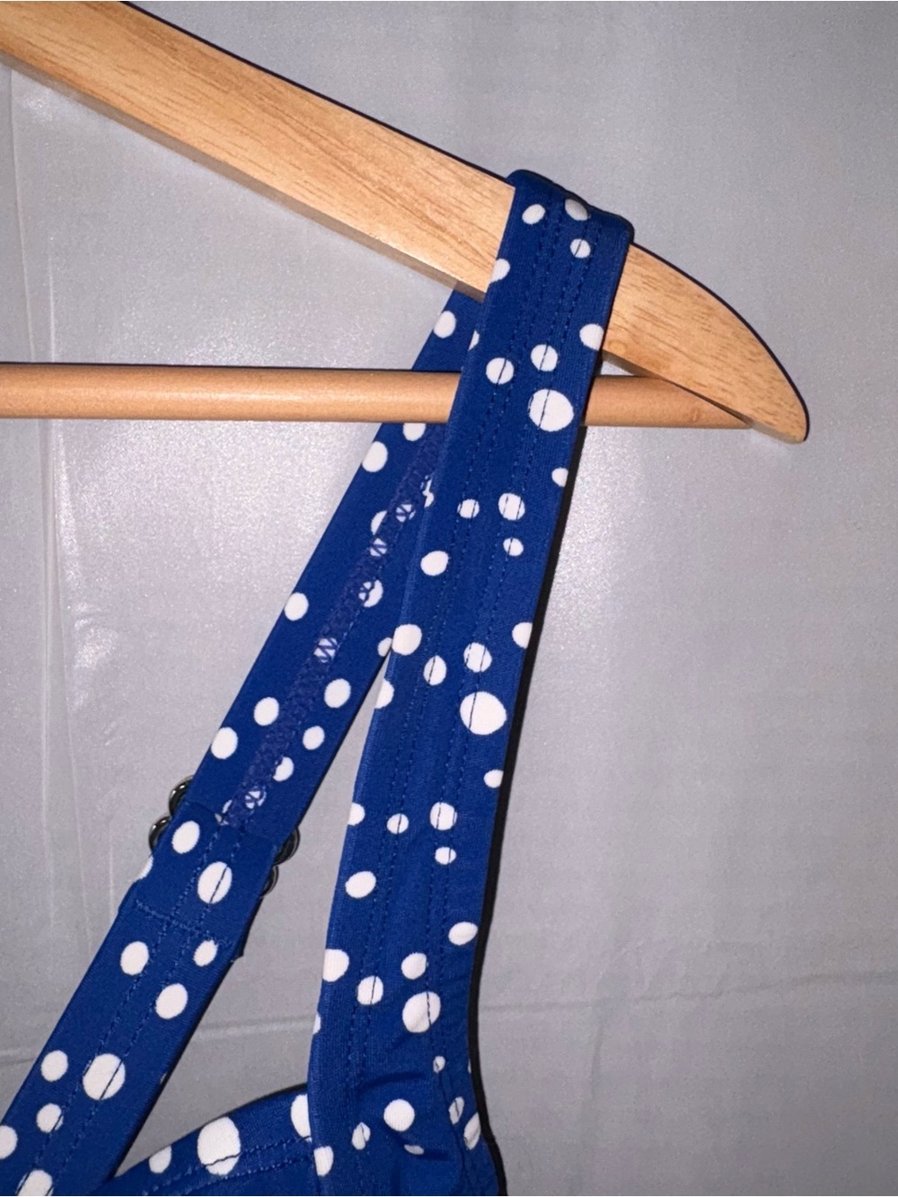 Jantzen Polka Dot One Piece Swimsuit Sz 10 Classic Fit Blue White Beach Resort - Picture 4 of 8